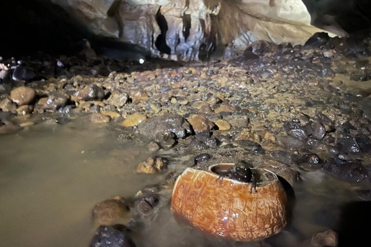 Nel 2023 ricercatori curiosoni entrano in una caverna remota e scovano l’ultimo tesoro archeologico del paese